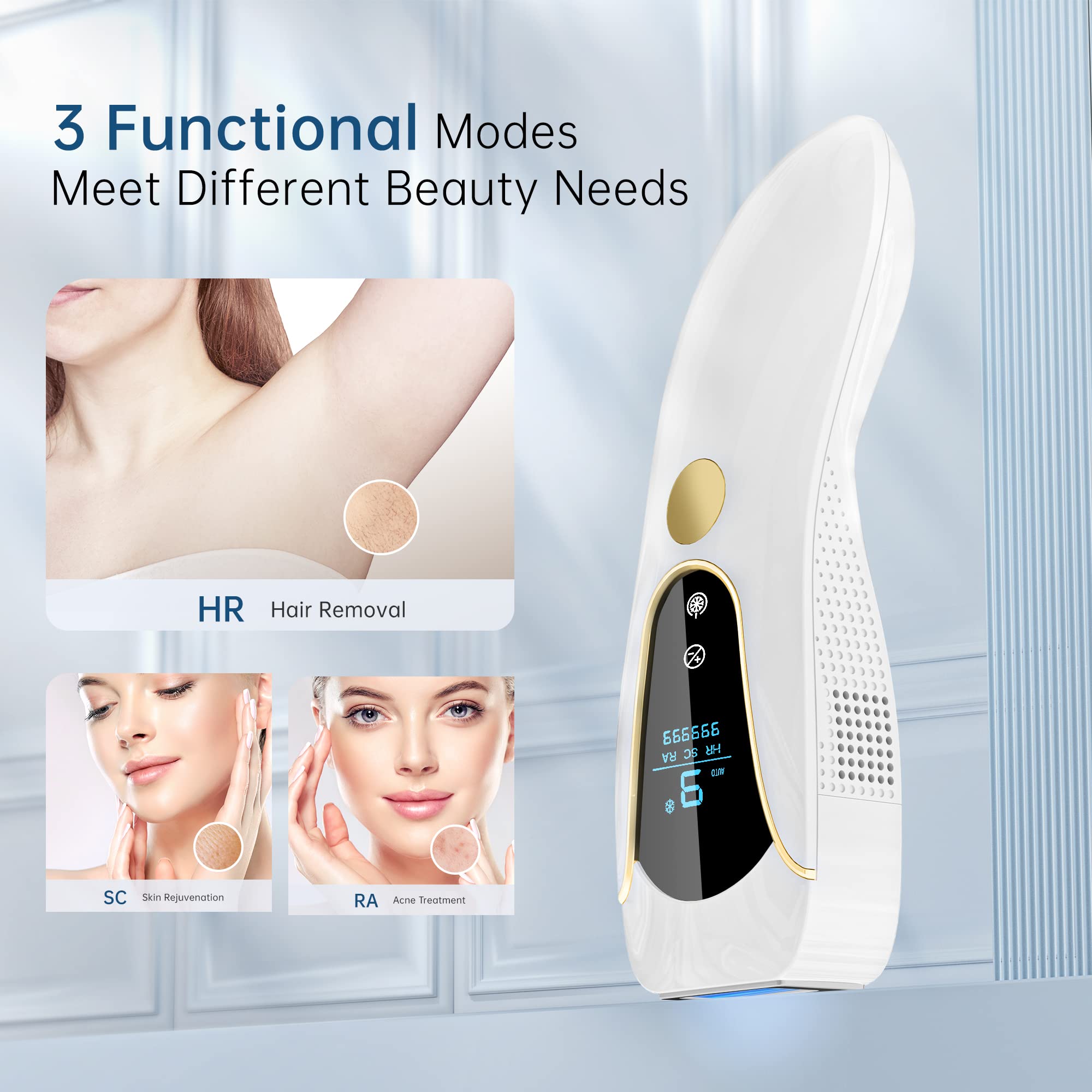 Aopvui IPL Hair Removal Laser Machine with Ice-cooling Systems, At